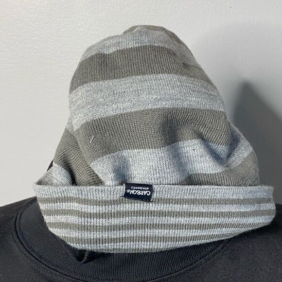 Carbon Elements Reversible large and small striped grey beanie hat one size - Picture 2 of 5